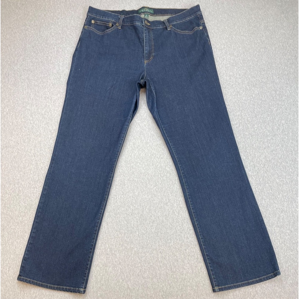 Lauren Ralph Lauren Jeans Womens 16 Blue Cotton Blend High-Rise Classic Straight